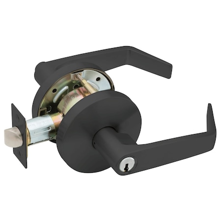 Falcon Grade 2 Classroom Cylindrical Lock, Key in Lever Cylinder, Dane Lever, Standard Rose, Flat Black W561CP6D D 622